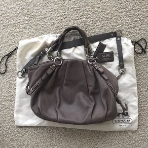 Coach Gray Leather Shoulder Strap Hobo Bag